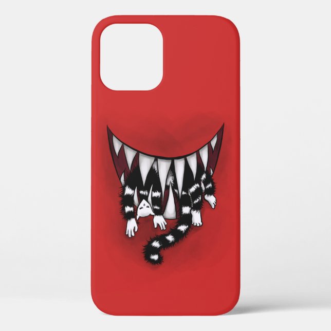 Evil Monster Mouth Sharp Teeth Eating Cat Horror Case-Mate iPhone Case (Back)