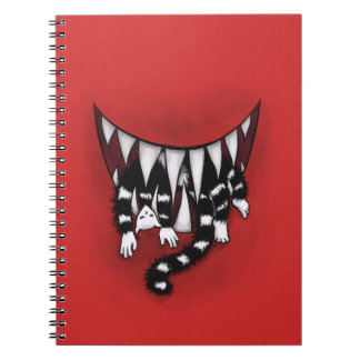 Evil Monster Mouth Sharp Teeth Eating Cat Horror Notebook