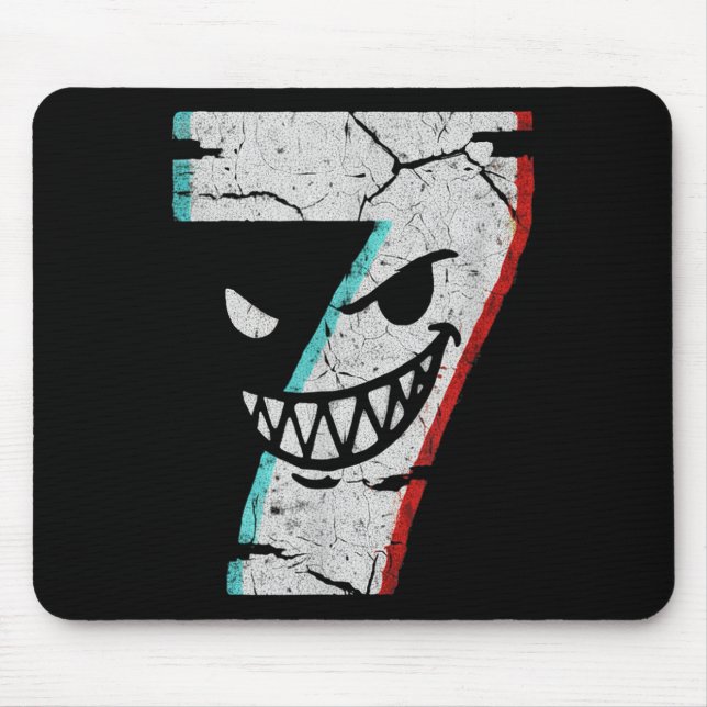 Evil Number 7 Shirt - 7 Ate 9 Joke 67 Meme Hallowe Mouse Mat (Front)