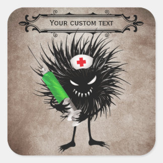 Evil Nurse Monster Art – Gothic Cartoon with Syrin Square Sticker