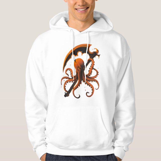 Evil Octopus Halloween Sticker and Shirt (Front)
