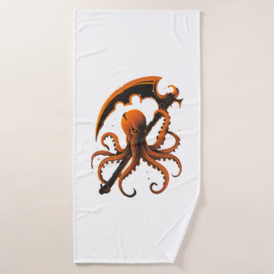 Evil Octopus Halloween Sticker and Shirt Bath Towel