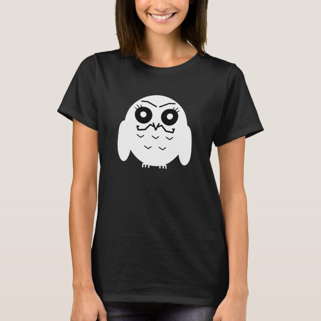 Evil Owl With A Moustache T-Shirt (Front)