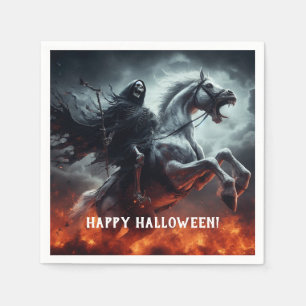 Evil Pale Horse and Death Halloween Napkin
