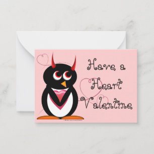 Evil Penguin School Valentines Note Card