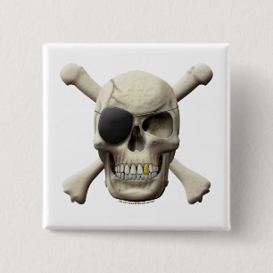 Evil Pirate Skull & Crossbones 15 Cm Square Badge