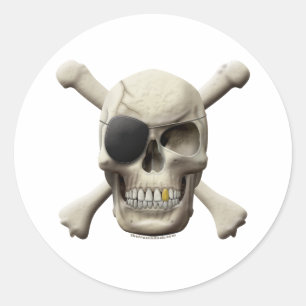 Evil Pirate Skull & Crossbones Classic Round Sticker