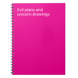 Evil plan and unicorn drawings notebook