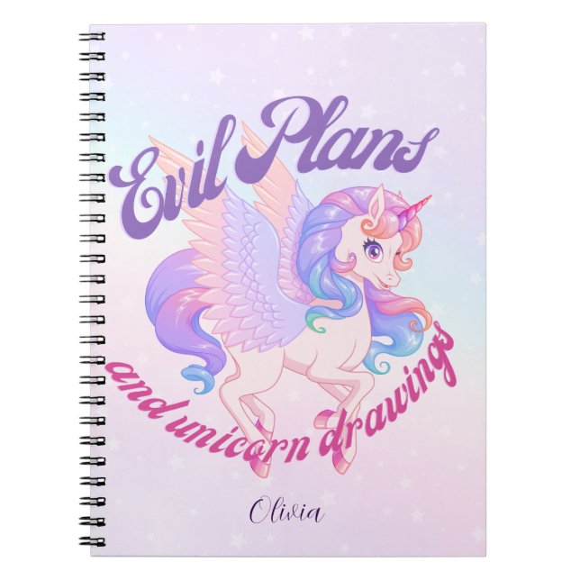 Evil Plans and Unicorns Magic, Mischief & Masterpi Notebook (Front)