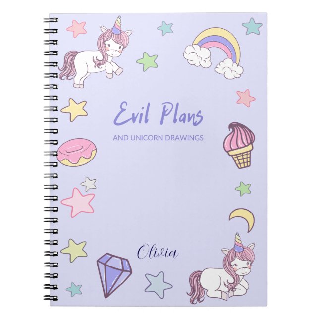 Evil Plans and Unicorns  Notebook (Front)