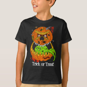 Evil Pumkin Scary Trick or Treat Kids Halloween T-Shirt