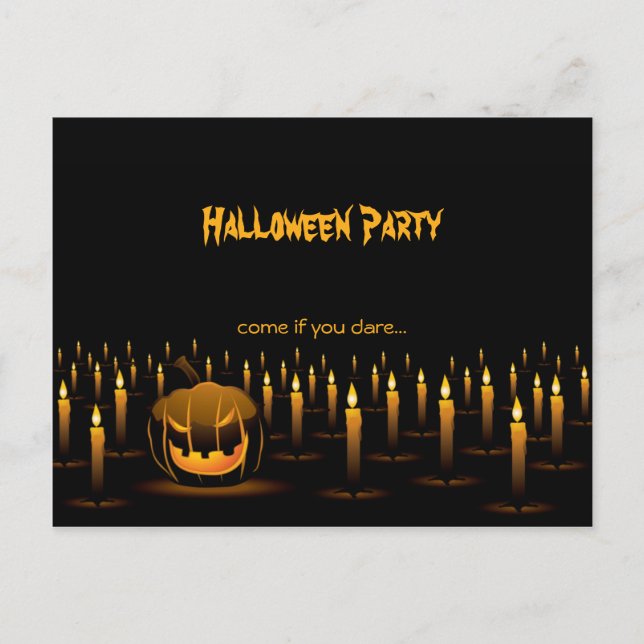 Evil Pumpkin Halloween Candles Invitation (Front)