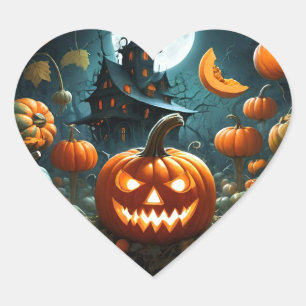 Evil pumpkin  heart sticker