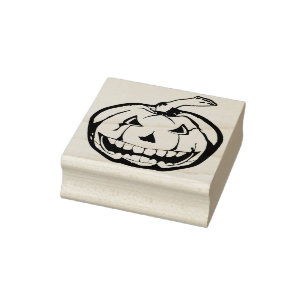 Evil pumpkin illustration art stamp