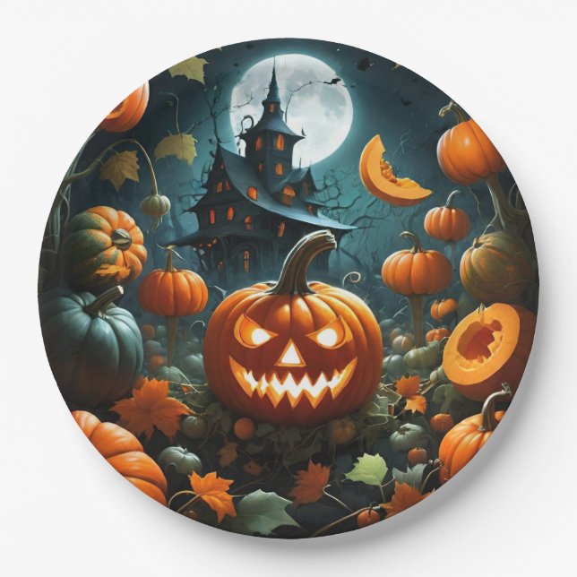 Evil pumpkin paper plate (Front)
