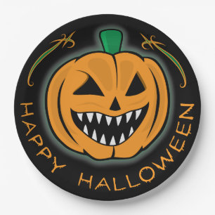 Evil Pumpkin Paper Plate