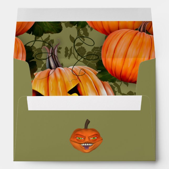 Evil Pumpkin Patch Halloween Envelope (Back (Bottom))