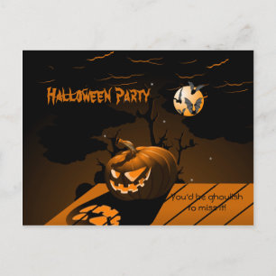 Evil Pumpkin Scary Bats Halloween Invitation