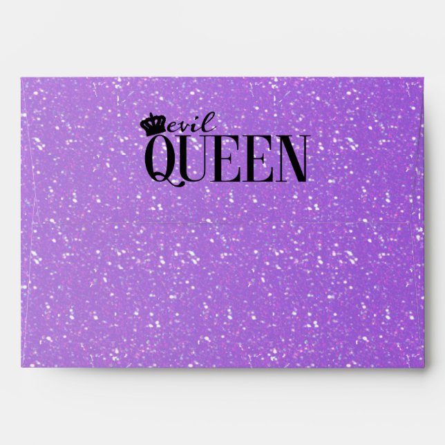 EVIL QUEEN Purple Glitter Glam Invitation Envelope (Back (Top Flap))