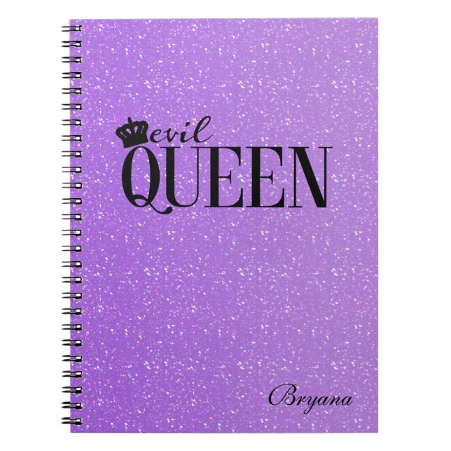 EVIL QUEEN Purple Glitter Glam Notebook Journal (Front)