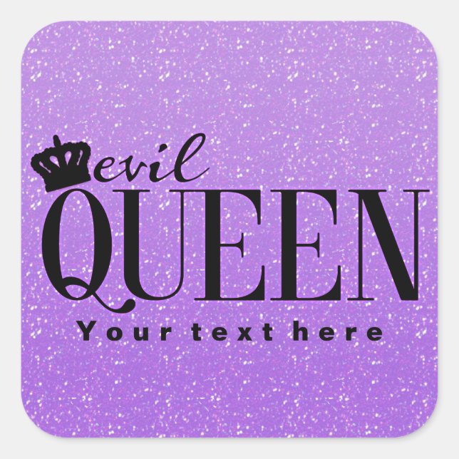 EVIL QUEEN Purple Glitter Glam Party Favour Sticke Square Sticker (Front)