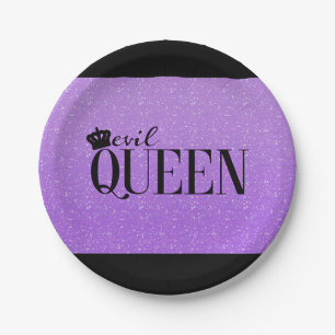 EVIL QUEEN Purple Glitter Glam Party Plates