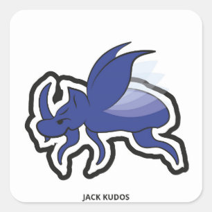 Evil Rhino Beetle White   Jack Kudos Square Sticker