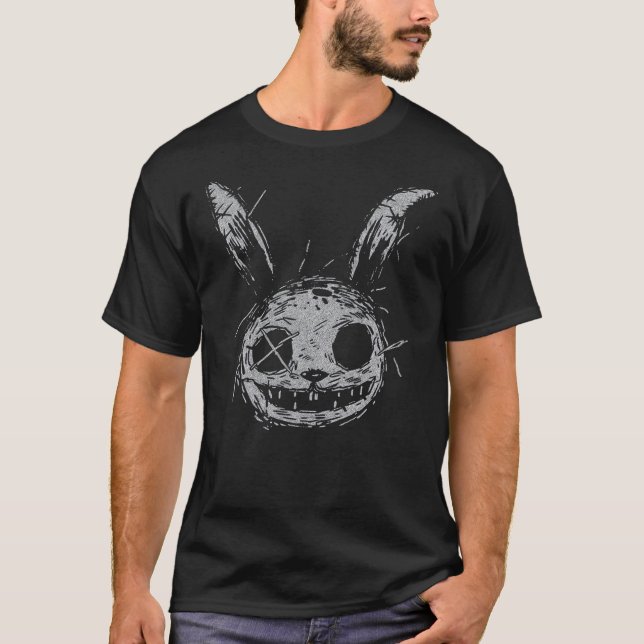 Evil Scary Bunny Rabbit Alt Goth Grunge Horror Aes T-Shirt (Front)