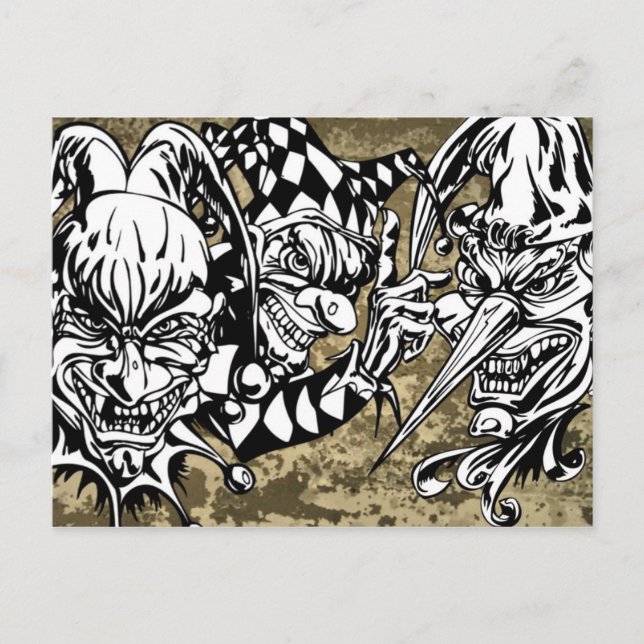 Evil, Scary Clowns Postcard (Front)