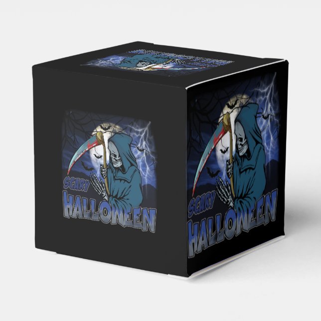 Evil Skeleton In Scary Dark Night Halloween Favour Box (Back Side)
