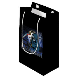 Evil Skeleton In Scary Dark Night Halloween Small Gift Bag
