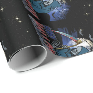 Evil Skeleton In Scary Dark Night Halloween Wrapping Paper