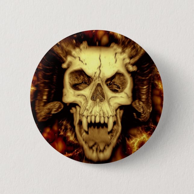 Evil skull 6 cm round badge (Front)