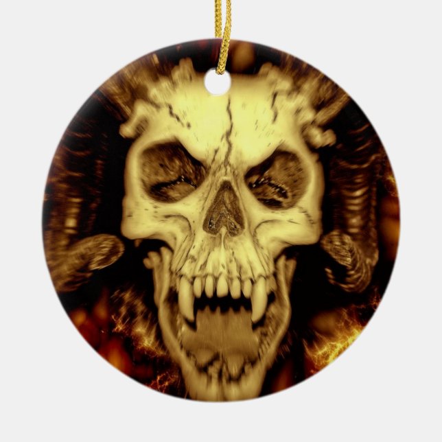 Evil skull ceramic tree decoration (Front)