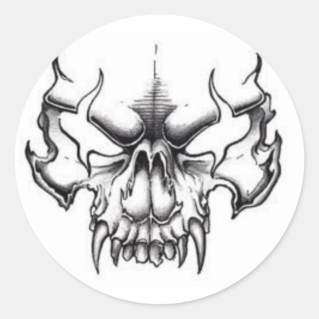 EVIL SKULL CLASSIC ROUND STICKER (Front)