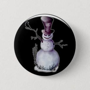 evil snowman 6 cm round badge