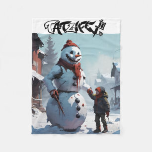 Evil Snowman and Little Buddy Fleece Blanket
