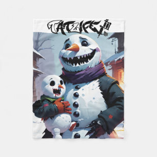 Evil Snowman and Snowson Fleece Blanket
