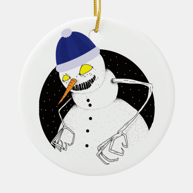 Evil Snowman Ceramic Tree Decoration (Front)