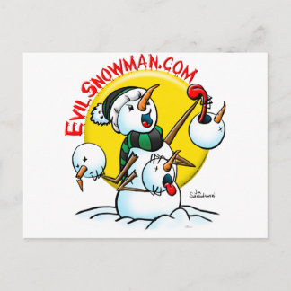 evil snowman postcard