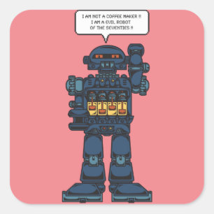 Evil Space Robot Square Sticker