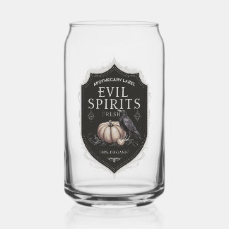 Evil Spirits Halloween Party Vintage Can Glass