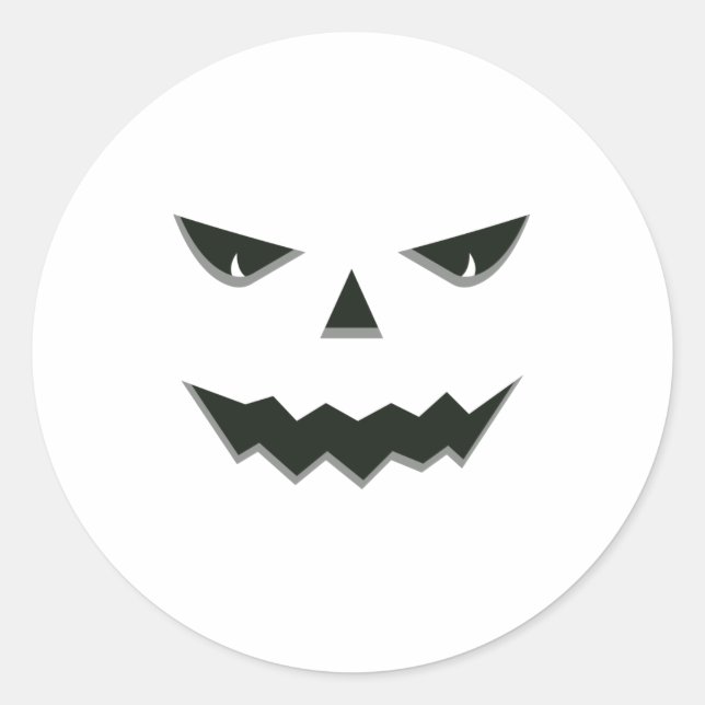 Evil Spooky Pumpkin Face Jack O' Lantern Halloween Classic Round Sticker (Front)
