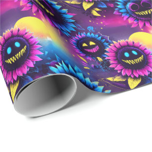 Evil Sunflowers - Creepy Cute Glow Faces Wrapping Paper