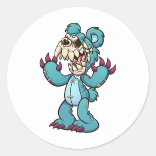 evil teddy bear with a skull face classic round sticker