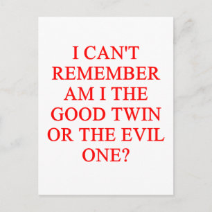 evil twin joke postcard