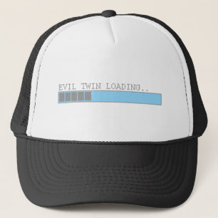 Evil twin loading funny mens kids girls gag humour trucker hat