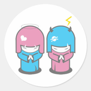 evil twins duo classic round sticker