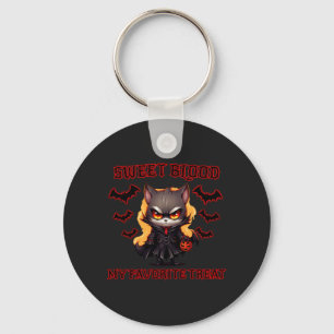Evil Vampire Cat Halloween Pumpkin Bat Spooky Nigh Key Ring