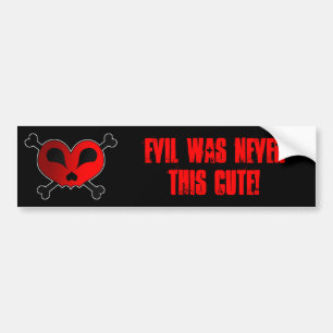 Evil Was Never This Cute - Heart Skull & Crossbone Bumper Sticker